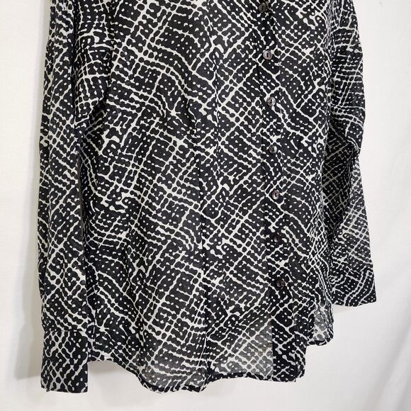 Coldwater Creek Top Womens Petites Small PS Lightweight No Iron Button Printed - Picture 4 of 10